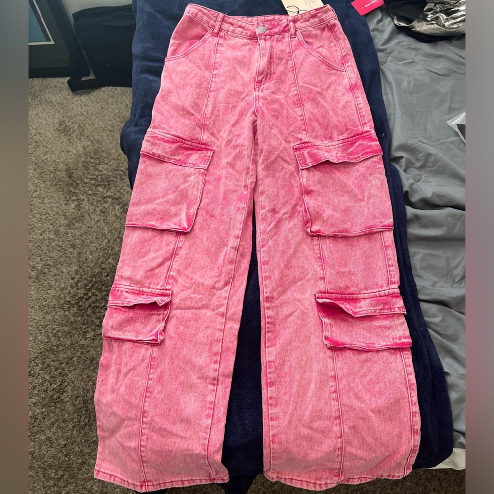 Pink cargo jeans
